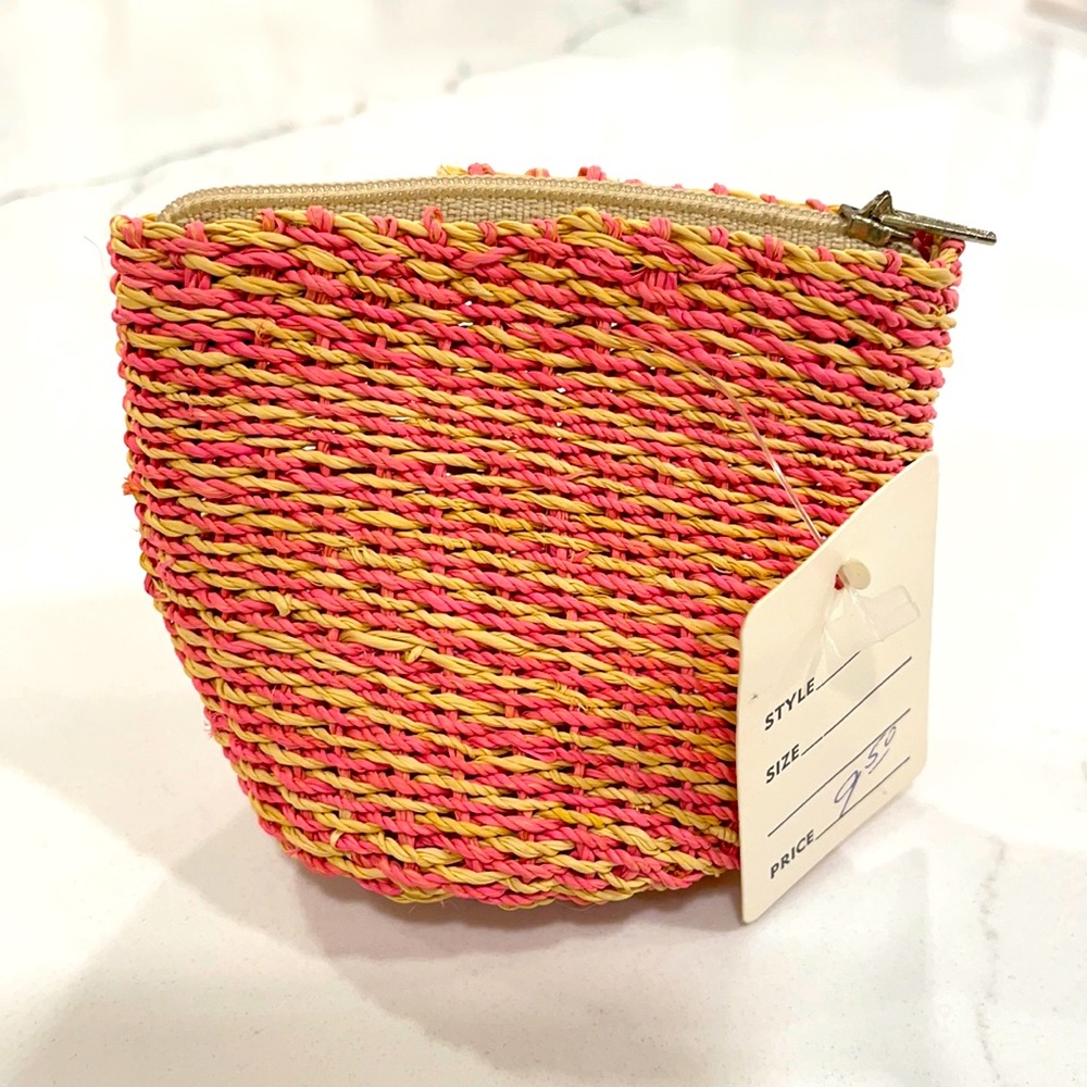 Vintage Woven Straw Coin Purse